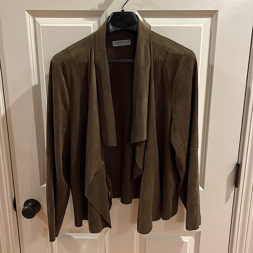 Bagatelle Collection faux suede jacket 2X olive green